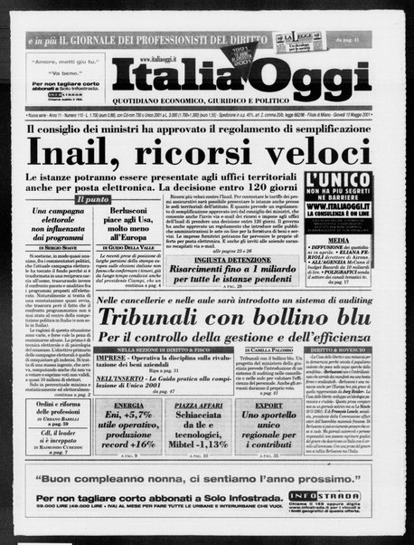 Italia oggi : quotidiano di economia finanza e politica